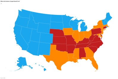 Copperhead Snake Map Shows Habitats In US States