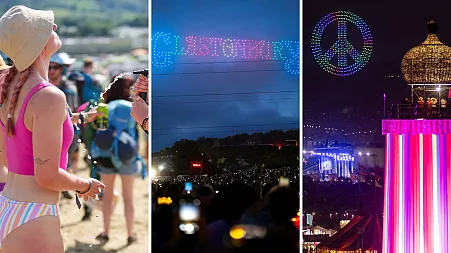 Drones, heatwave and full bins: Glastonbury 2024 opening in pictures