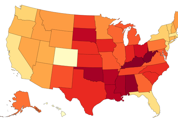 Map Shows Which States Are the Most Overweight