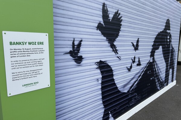 ‘Banksy woz ere.’ London Zoo is the latest to remove street artist’s animal mural for protection