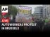 Autoworkers demonstrate in Brussels to protest layoff threats across the EU industrial base